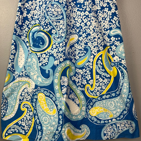 Lily Pulitzer Margherita Knotty Whirlpool Paisley Blue + Yellow Dress | Size 6 - Picture 6 of 6